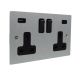 Penland Silver Flat Plate 2G Switched USB Socket A+C Black Insert