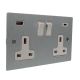 Penland Silver Flat Plate 2G Switched USB Socket A+C White Insert