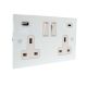 Penland Gloss White 2G Switched USB Socket A+C White Insert