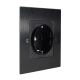 Penland Brushed Aluminium Satin Black Flat Plate Euro Style German Schuko clip in socket