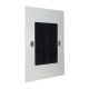 Penland Brushed Aluminium Satin Silver Flat Plate 2G Euro Style Black Telephone Master Socket 