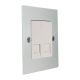 Penland Brushed Aluminium Satin Silver Flat Plate 2G Euro Style White Telephone Master Socket 