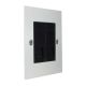 Penland Brushed Aluminium Satin Silver Flat Plate 2G Euro Style Black Telephone Secondary Socket 