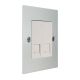 Penland Brushed Aluminium Satin Silver Flat Plate 2G Euro Style White Telephone Secondary Socket