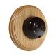 Rosen 1G Push to Make Bakelite Brown Dolly Switch on a Round Light Oak Base