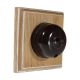 Rosen 1G Push to Make Bakelite Brown Dolly Switch on a Limed Oak base