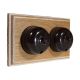 Rosen 2 Gang 1 or 2way Horizontal  Dome Bakelite Switch, brown Dolly On A Limed Oak Base