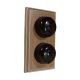 Rosen 2 Gang 1 or 2way Vertical  Dome Bakelite Switch, brown Dolly On A Limed Oak Base