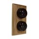 Rosen 2 Gang 1 or 2way Vertical  Dome Bakelite Switch, brown Dolly On A Light Oak Base