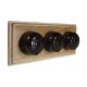 Rosen 3 Gang 1 or 2way Horizontal  Dome Bakelite Switch, brown Dolly On A Limed Oak Base