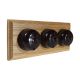 Rosen 3 Gang 1 or 2way Horizontal  Dome Bakelite Switch, brown Dolly On A  Light Oak Base