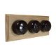 Rosen 3 Gang 1 or 2way Horizontal Dome Bakelite Switch, brown Dolly On an Unfinished Oak Base