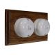 Rosen 2 Gang 1 or 2way Horizontal Bakelite Switch White Dolly On A Medium Oak Base