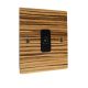 Solo Flat Plate Wood 1Gang TV Co-axial Non Isolated Socket in Zebrano with Black Insert