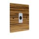 Solo Flat Plate Wood 1Gang TV Co-axial Non Isolated Socket in Zebrano with White Insert