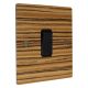 Solo Flat Plate Wood 1 Gang Intermediate(3way switching) Rocker Switch in Zebrano with Black Insert