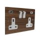 Solo Wood Walnut Flat Plate 2G Switched USB Socket A+C White Insert