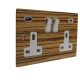 Solo Wood Zebrano Flat Plate 2G Switched USB Socket A+C White Insert