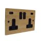 Solo Wood Flat Plate 2G Switched USB Socket A+C Oak Black