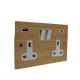 Solo Wood Flat Plate 2G Switched USB Socket A+C Oak White