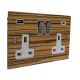 Solo Wood Zebrano Flat Plate 2G Switched USB Socket A+C Satin Rocker White Trim