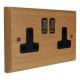 Scandic 2Gang 13Amp Switched Socket in Beech with Bevelled Edge