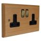 Scandic 2Gang 13Amp Switched Socket in Beech with Bevelled Edge