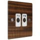 Walnut Flat Plate Wood 2Gang TV/FM Co-Axial Isolated Socket with White Insert