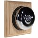 1 Gang 2 Way Period Asbury Unfinished Oak Wood - Polished Chrome Smooth Dome Light Switch Black Pattress