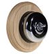 Round 1 Gang 2 Way Period Asbury Unfinished Oak Wood - Polished Chrome Dome Light Switch Black Pattress