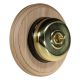 Round 1 Gang 2 Way Period Asbury Unfinished Oak Wood - Polished Brass Dome Light Switch Black Pattress