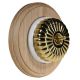 Round 1 Gang 2 Way Period Asbury Unfinished Oak - Polished Brass fluted Dome Light Switch White Pattress