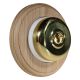 Round 1 Gang 2 Way Period Asbury Unfinished Oak Wood - Polished Brass Smooth Dome Light Switch White Pattress