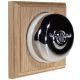 1 Gang 2 Way Period Asbury Unfinished Oak Wood - Polished Chrome Dome Light Switch White Pattress