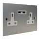 Penland Unswitched USB double socket in Brushed Aluminium-satin Silver with White Trim