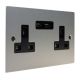 Penland Unswitched USB double socket in Brushed Aluminium-satin Silver with Black Trim